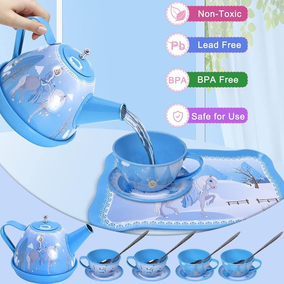 Tea Party Set for Little Girls, 46Pcs Princess Tea Time Toy Including Dessert - Picture 4 of 6